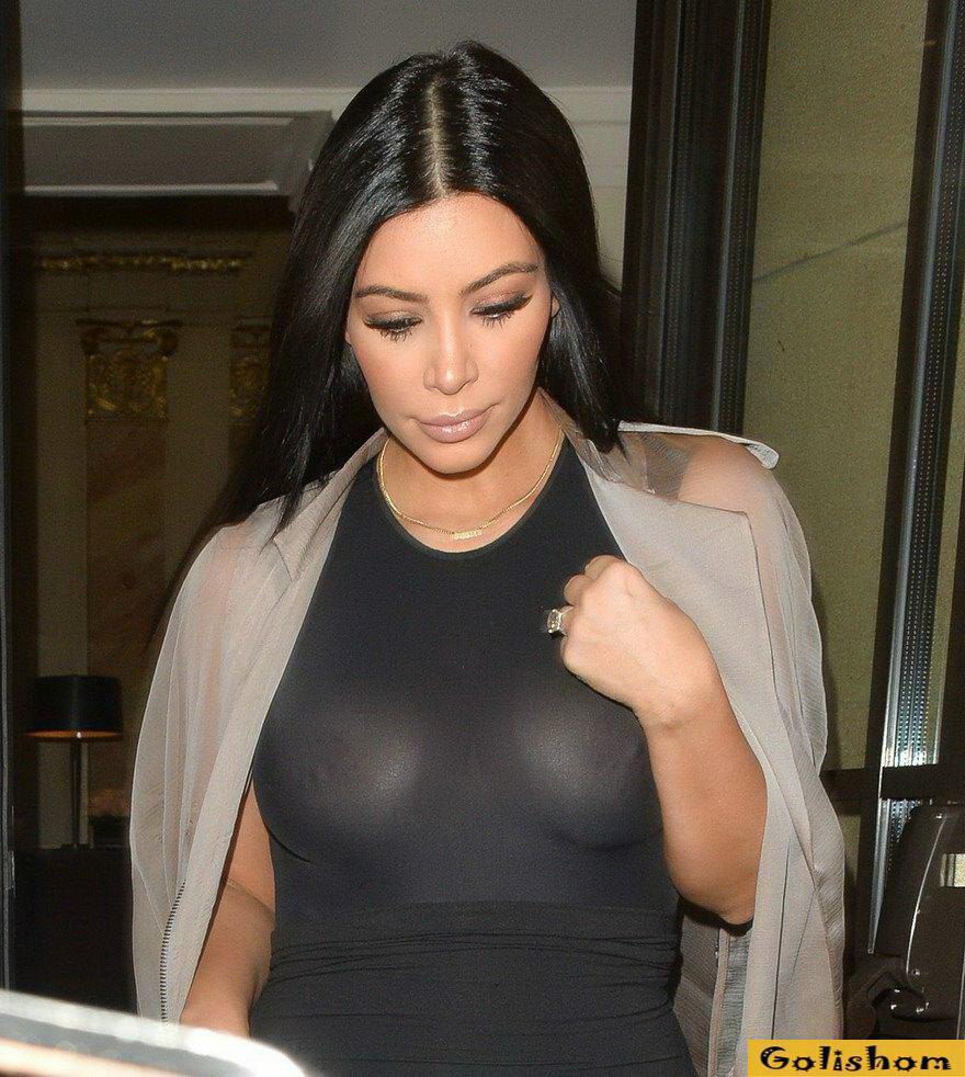 Ким Кардашьян пришла на вечеринку в прозрачном платье без бюстгальтера