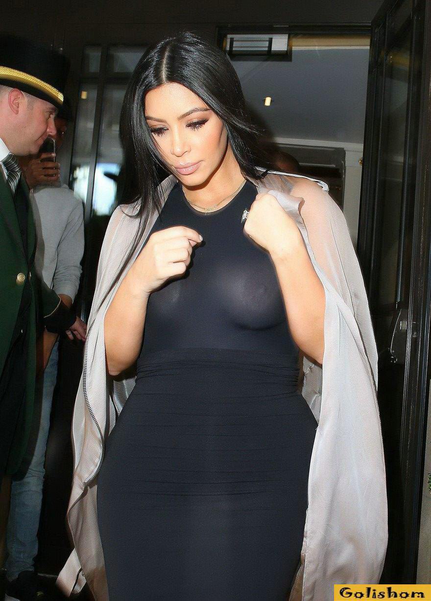 Ким Кардашьян пришла на вечеринку в прозрачном платье без бюстгальтера