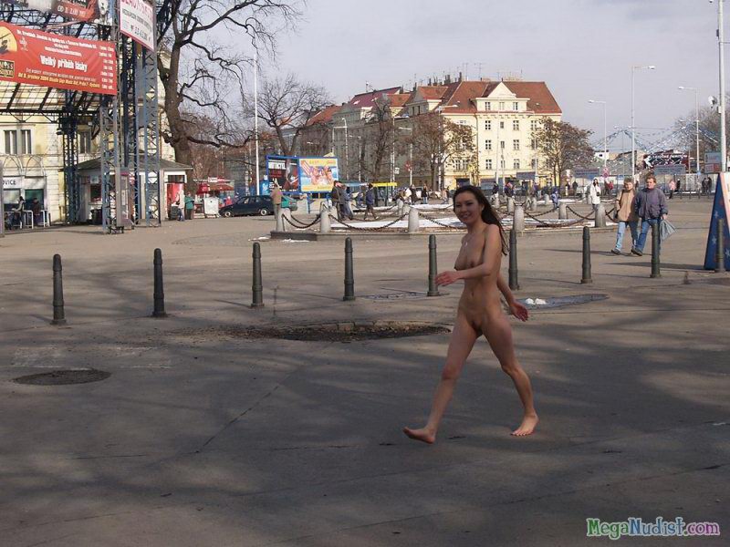 Она идет по улице абсолютно голая фото